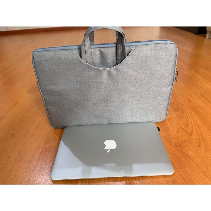 Tas Laptop 13 inch Softcase Macbook Nylon Jinjing Anti Air - Abu-Abu