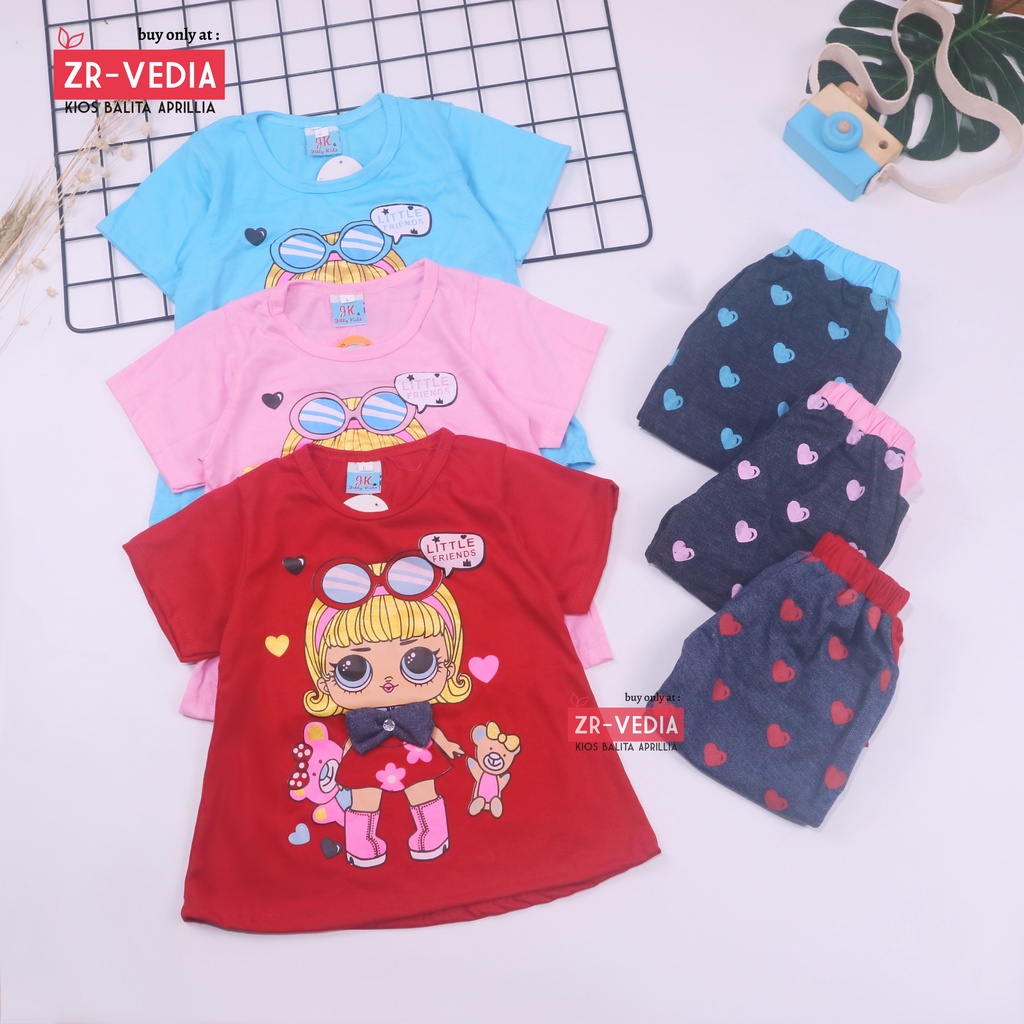 Setelan Lisa uk 1-6 Tahun / Baju Balita Perempuan Kaos Lengan Pendek Celana Jogger Set Anak Cewek kiosbalitaaprilia