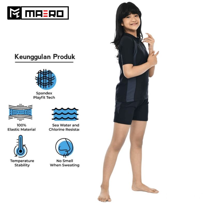 baju renang setelan pendek anak  tanggung dan remaja two pieces