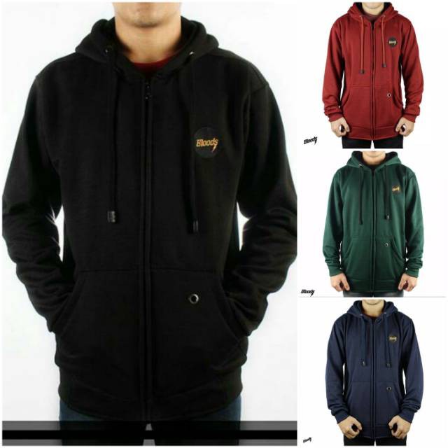 Jaket Hoodie Bloo   ds Zipper Logo Bordir Size L-XXL Unisex