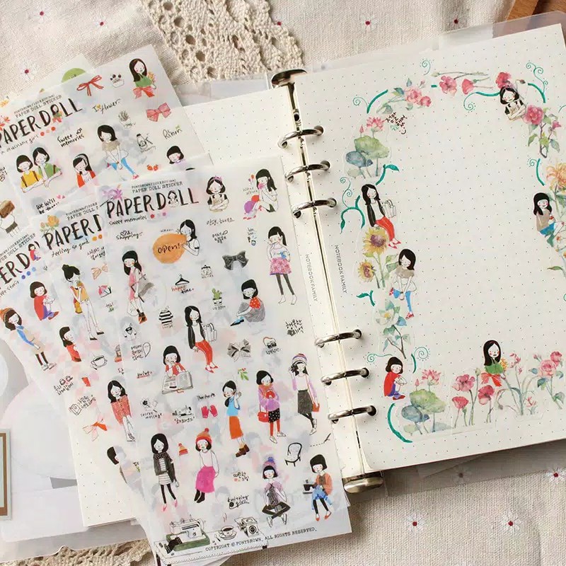 

6 Sheet/Pack Sticker Drawing Girls Paperdoll Sticker