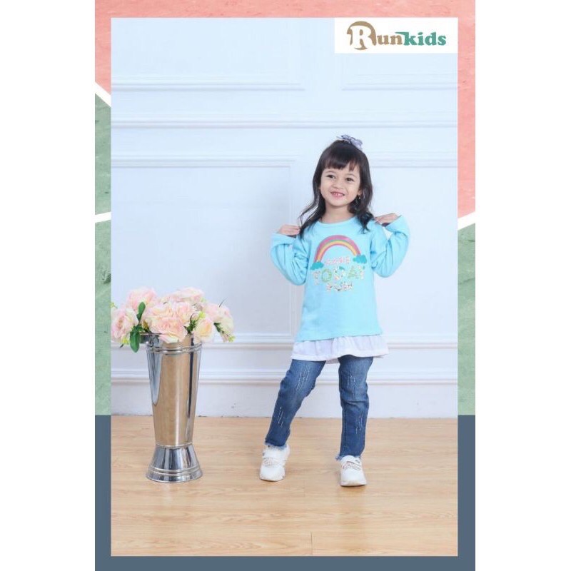 Longsleeve Girls Runkids 2-10 Tahun kaos lengan panjang anak perempuan