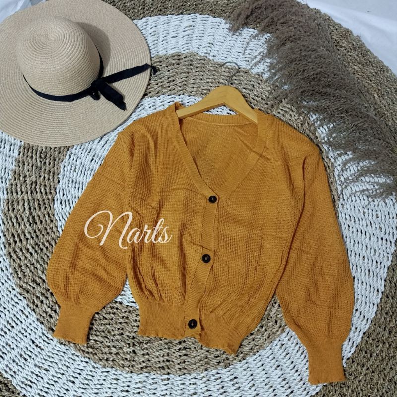 Olivia Cardy Crop / Eireen Crop Cardy / REAL PICT !!!-Mustard