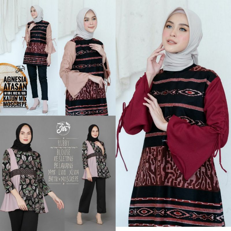 Atasan Batik Wanita Modern (banyak Model) Seragaman Dolby Dolbi Dobby Doby Tenun Sutra Tulis Halus