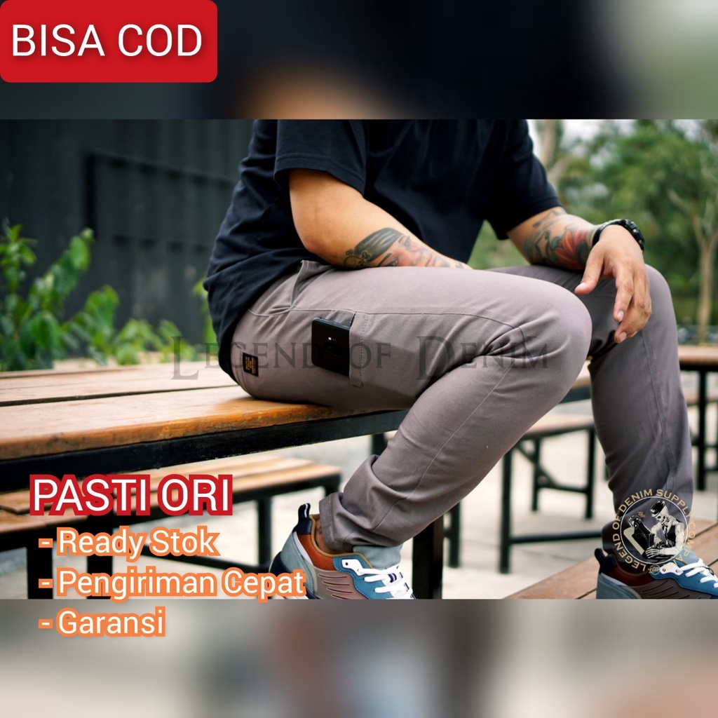 Seri LDCP501 Celana Chino Pocket Panjang Pria Grey celana panjang poket chino abu Legend of Denim