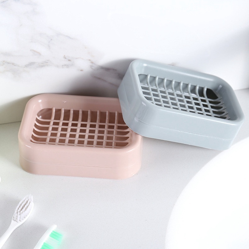 Plastic Double Layer Drain Grid Soap Box for Soap Organizer Bathroom Accessories