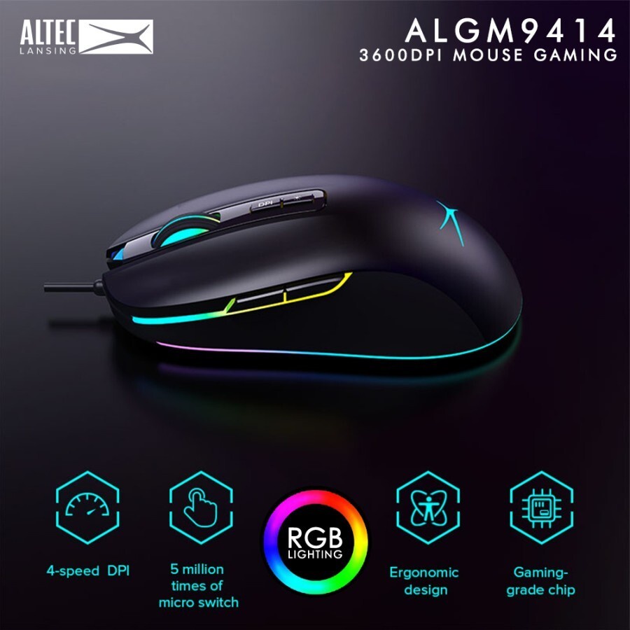 Mouse Gaming ALTEC LANSING ALGM-9414 RGB Wired 3600DPI- ALTEC ALGM9414