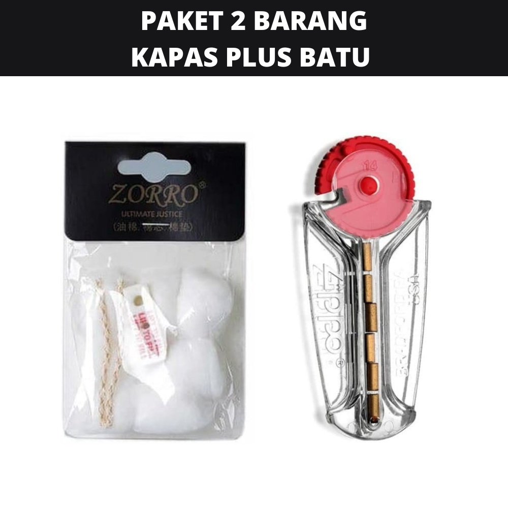 Paket Murah Kapas Zorro Plus Batu / Isi Ulang Korek Api Zippo / Zippo Lighter