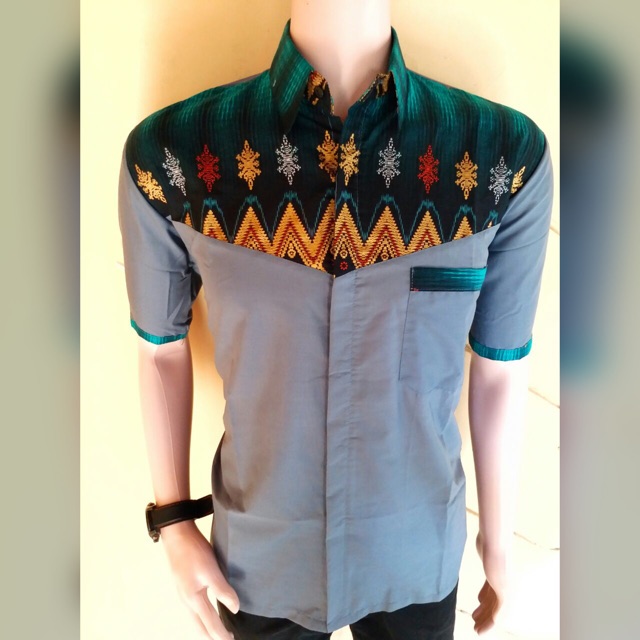 Kemeja / Hem Batik Kombinasi Abu abu