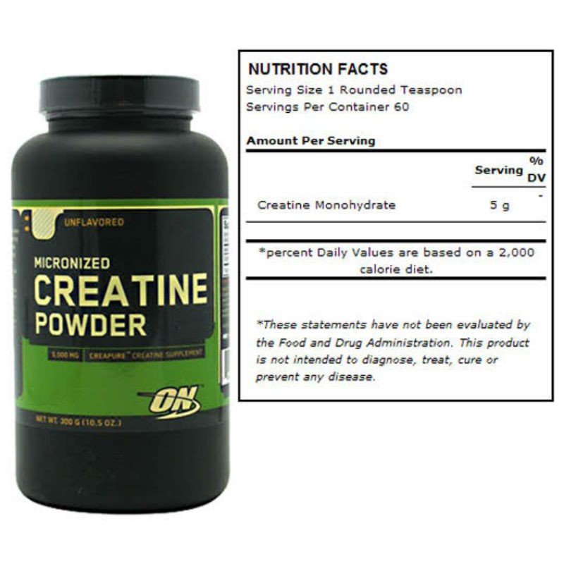 ON OPTIMUM NUTRITION CREATINE MONOHYDRATE 300 GRAM 60 SERVING SUPLEMEN FITNES MAKANAN GYM TENAGA