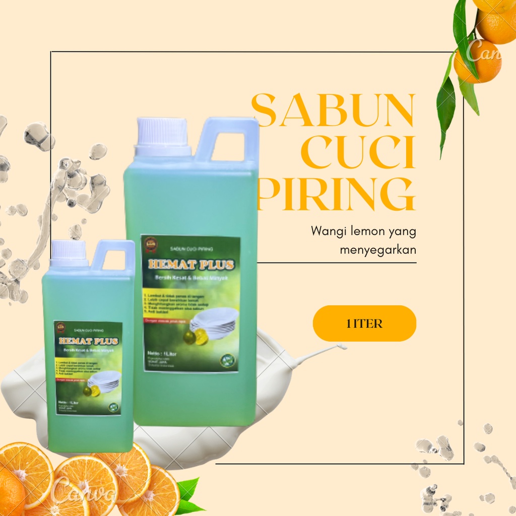 Sabun Cuci Piring 1 Liter Hemat Plus Dishwashing Anti Lemak Aroma Menyegarkan Busa Melimpah Bersih Kesat Harga Murah Meriah Berkualitas