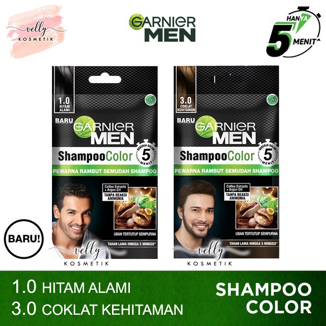 Garnier Men Shampoo Color (Pewarna Rambut Pria Semudah Shampoo)