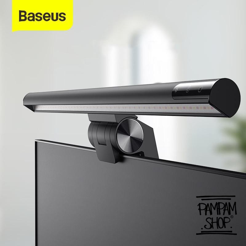 BASEUS ORIGINAL i-wok USB Stepless Dimming Lighting Desk Lamp LED Lampu Baca Monitor Belajar Ori Tem