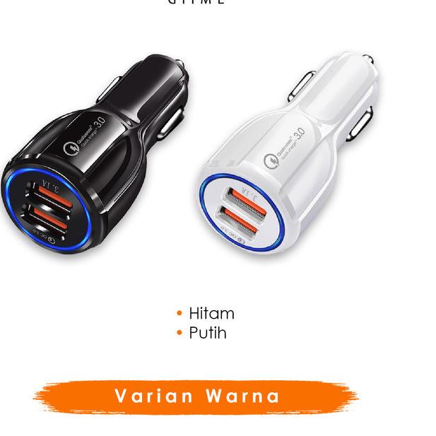✺ Giime.Id - 2 Port Charger Mobil Fast Charging Tahan Lama - Putih ❅