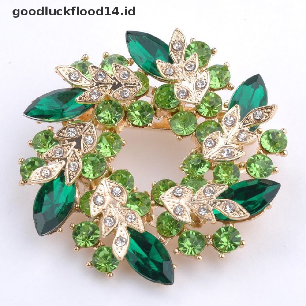 [OOID] New Fashion Shining Rhinestone Gold Plated Redbud Flower Pin Brooches Jewelry ID