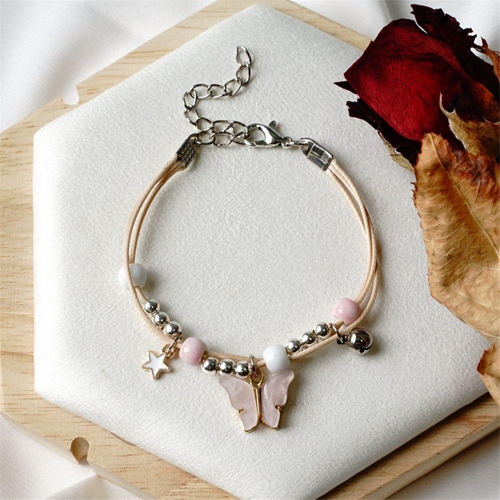 Lily Butterfly Gelang Bell Manik-Manik Keramik Liontin Dapat Disesuaikan