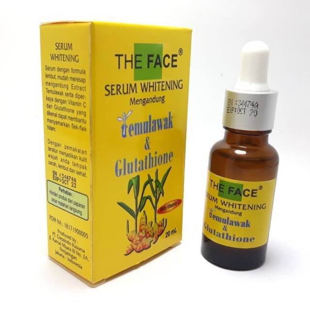 THE FACE SERUM WHITENING MENGANDUNG TEMULAWAK &amp; GLUTATHIONE - 20ML