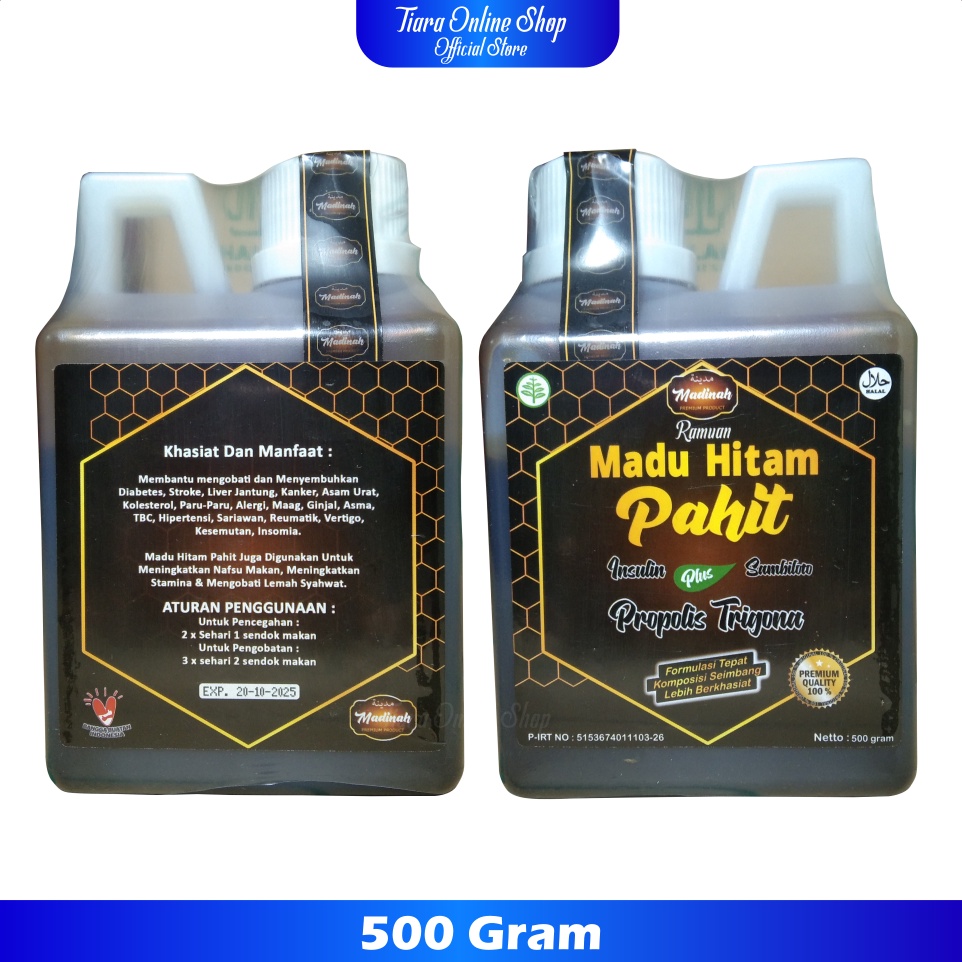 Ramuan Madu Hitam Pahit Plus Propolis Daun Insulin dan Sambiloto 500 gram (MADINAH)