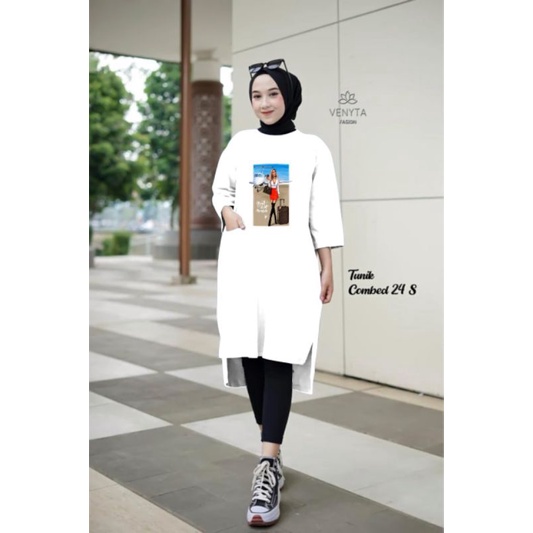 LONG TUNIK TERBARU KAOS CUTTON COMBATT 24s by VENYTA ORIGINAL BRAND