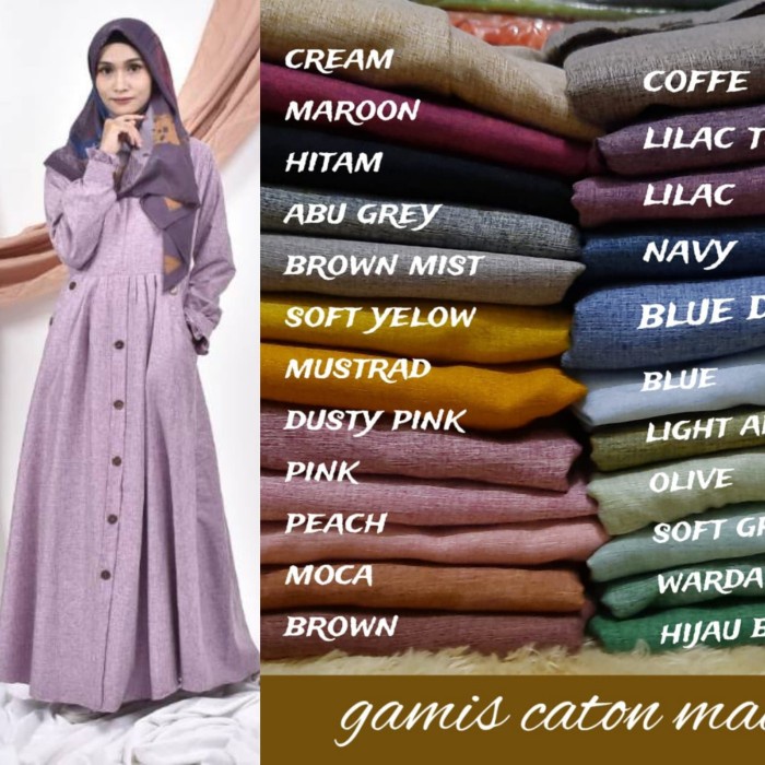 Gamis Katun Madina/ Gamis Kancing / Termurah/ Terlaris/ Best Seller - Hitam, S