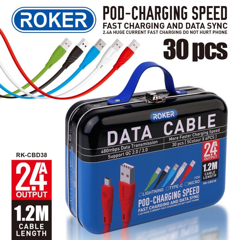 KABEL DATA ROKER POD V8 / MICRO / TYPE C / IPH XS / IOS