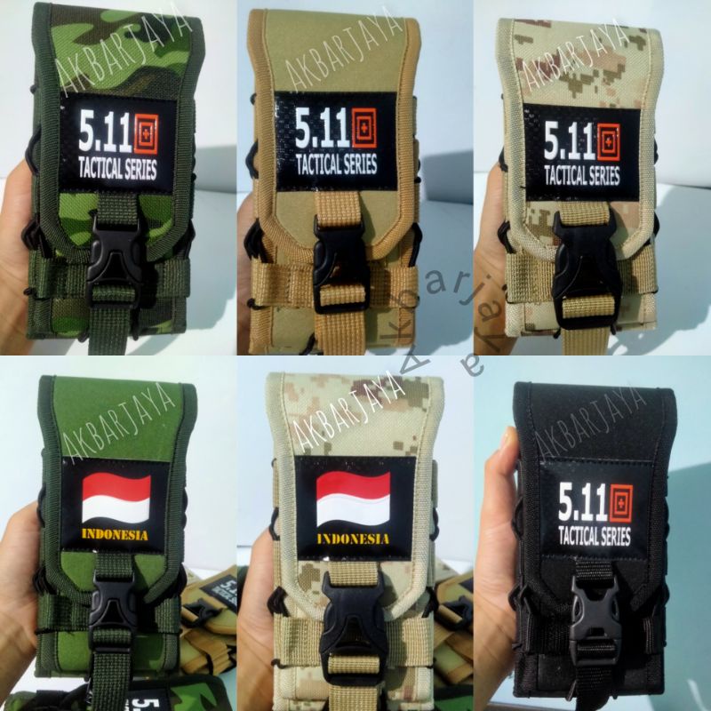 POUCH TEMPAT HP TACTICAL MERAH PUTIH DAN LOGO 511 SARUNG HP IKAT PINGGANG