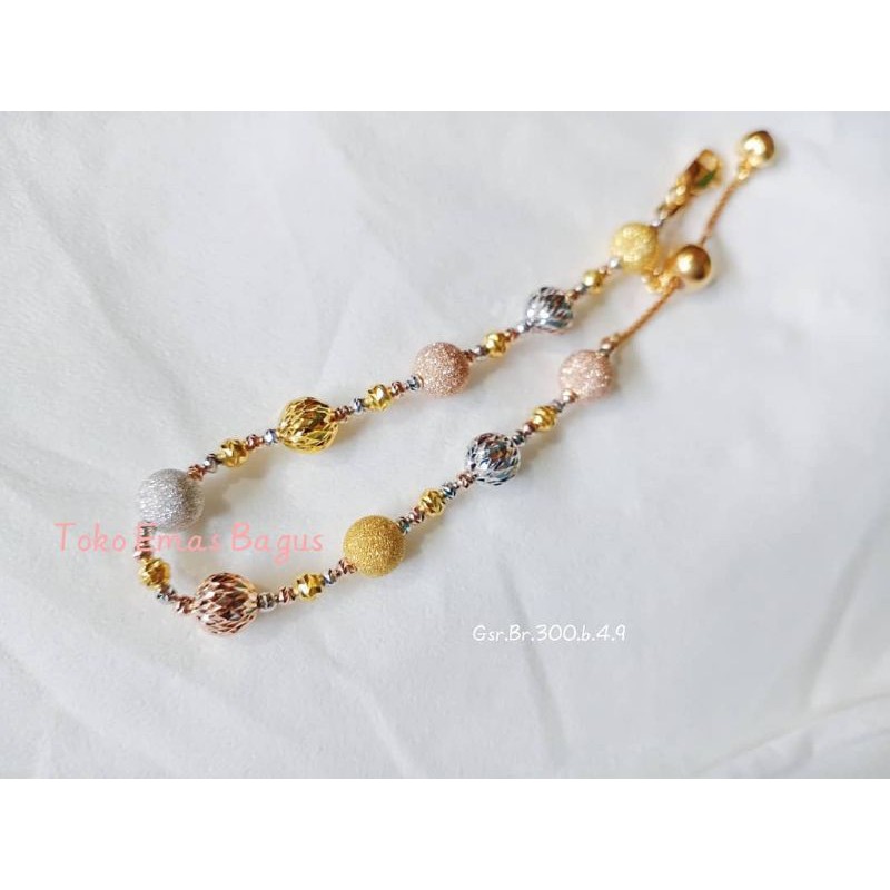 Gelang emas asli serut model bola HWT cantik kadar 300 6k