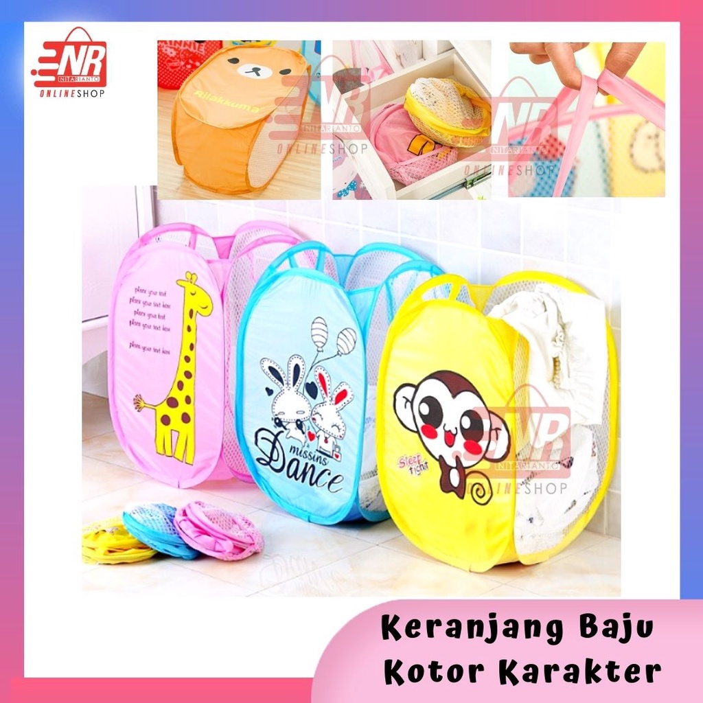 Keranjang Baju Kotor - Laundry Bag Organizer - Keranjang Baju Kotor Karakter Lipat