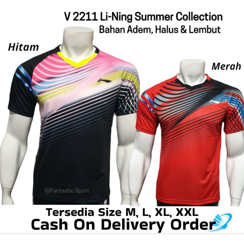 [COD] NEW  BAJU BULUTANGKIS LINING | KAOS BADMINTON IMPOR L 2211 | BAJU BADMINTON GO PREMIUM | KAOS 