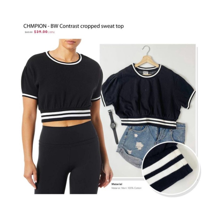 Champion bw contrast cropped sweat top