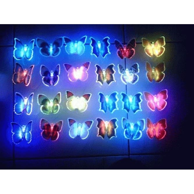 LAMPU KUPU - KUPU BUTERFLY LED LAMP  BERUBAH WARNA CANTIK dan KEREN BERBAGAI MOTIF ECER GROSIR