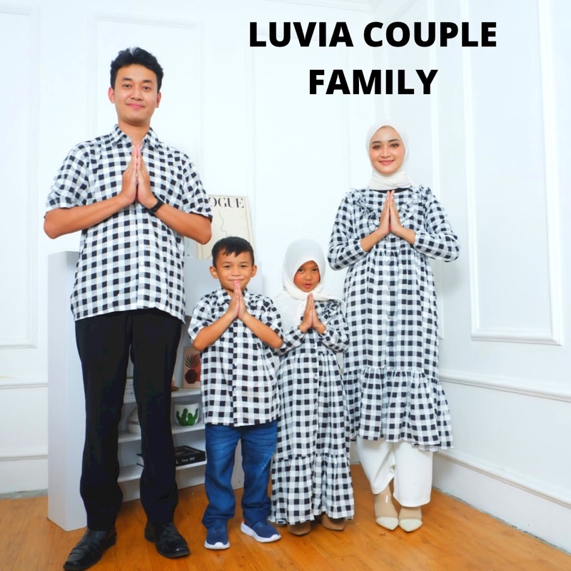 Midi dress ibu dan anak bahan katun jepang motif kotak kotak luvia midi dress couple ibu dan anak