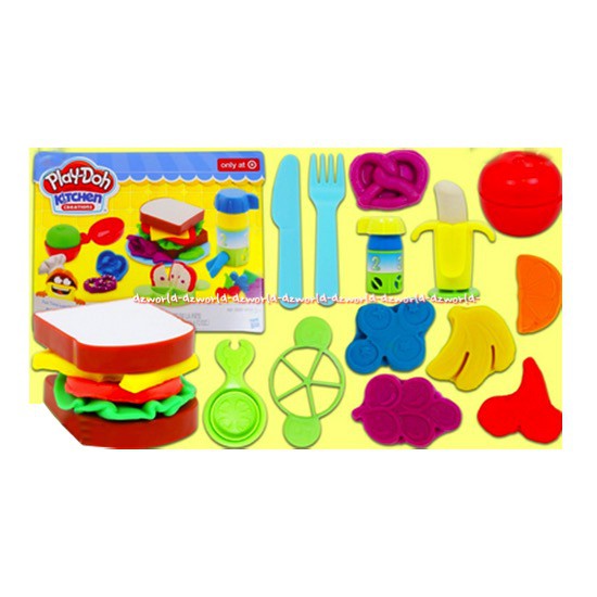 Play-Doh Kitchen Creations Fun Time Lunch Box Mainan Playdoh Bentuk Sandwich