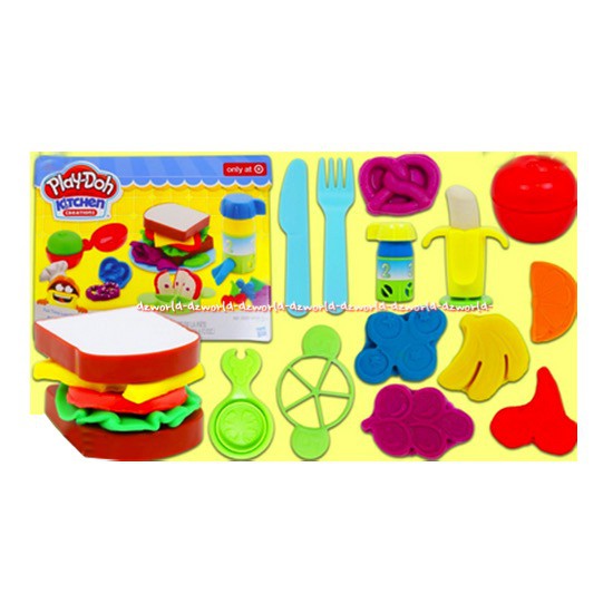 Play-Doh Kitchen Creations Fun Time Lunch Box Mainan Playdoh Bentuk Sandwich