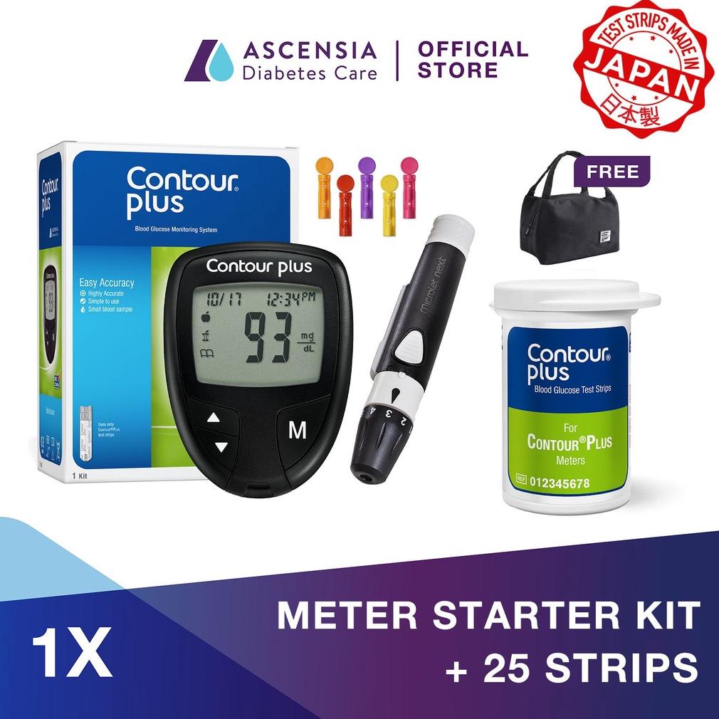 Ascensia Diabetes Care - Contour Plus Alat Tes Gula Darah + Contour Plus 25 Strip FREE Coler Bag
