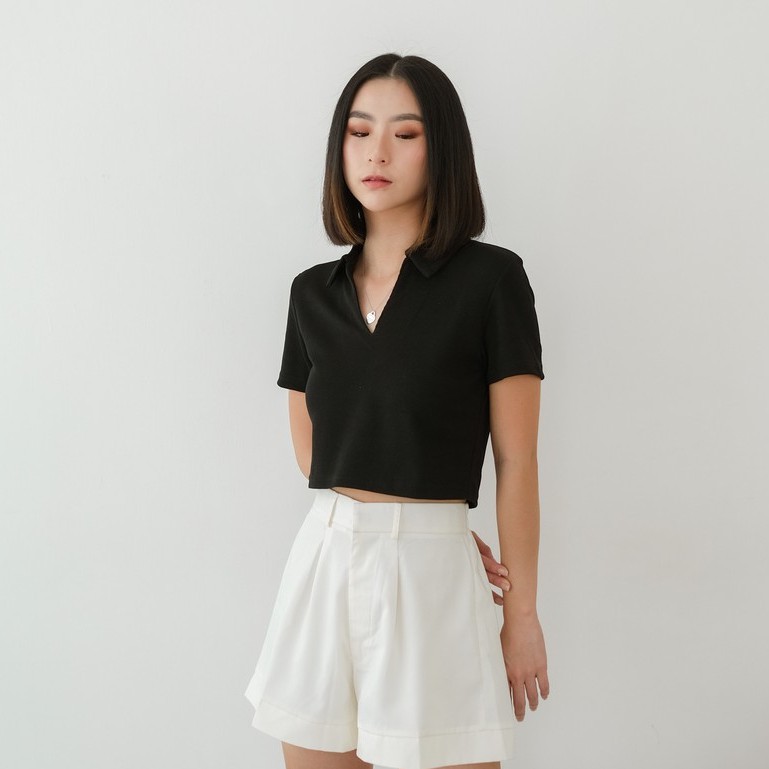 [TAVIA] JIRO KNIT POLO / BAJU CROP WANITA / KAOS CROP WANITA