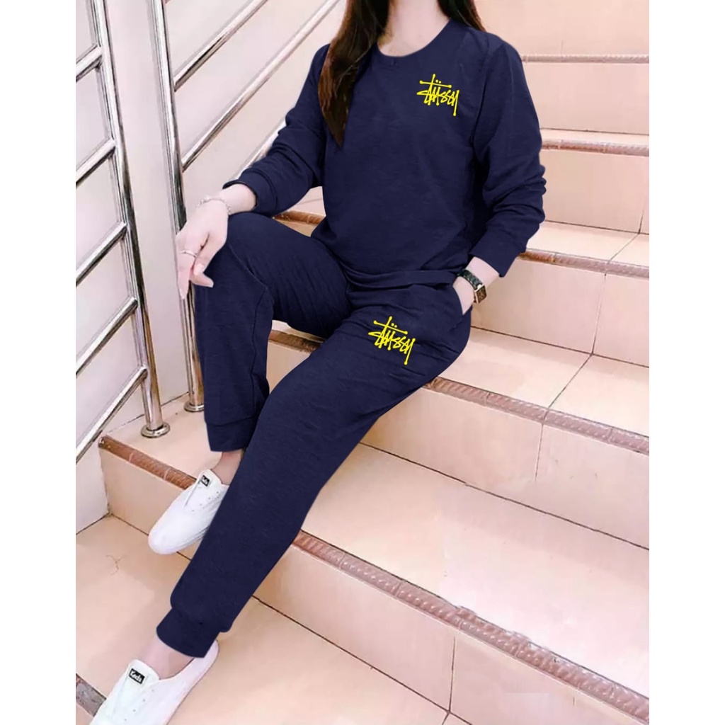 BISA COD / Stelan Tuss Girl / satu set atasan  sweater +  jogger  / baju wanita terbaru -mukzhop