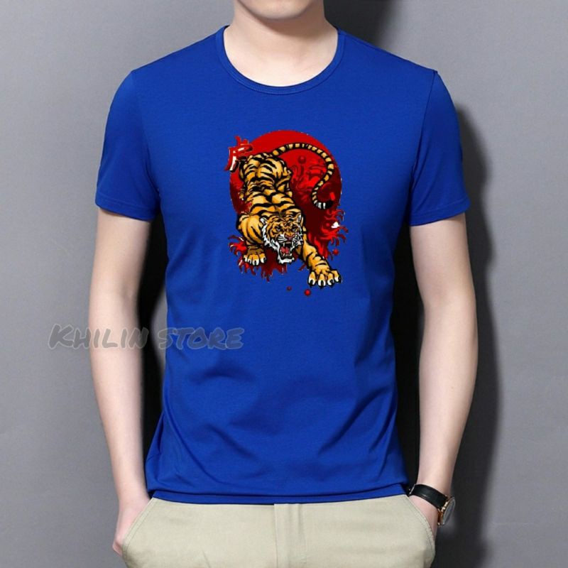 Baju kaos pria Tiger distro Tshirt lelaki lengan pendek kaos oblong cowok atasan pria Cod