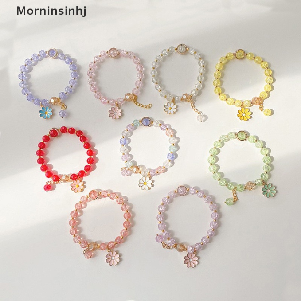 Mornin Korean Crystal Bracelet Pink Cute Girly Bracelet Daisy Gelang Tangan Perempuan Gelang Wanita Aksesoris Fashion id