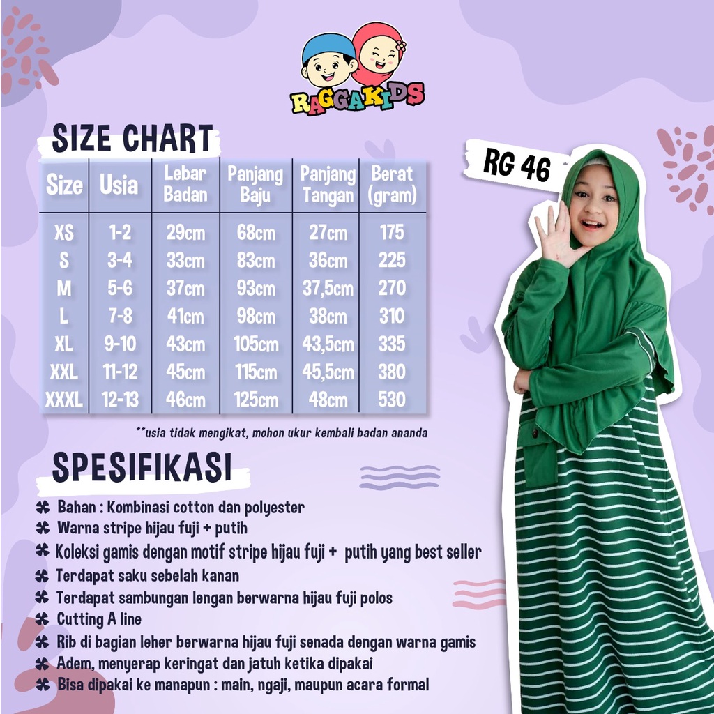 BAJU GAMIS ANAK PEREMPUAN TANGGUNG REMAJA TERBARU 2022 LUCU NYAMAN SYAR'I BAHAN KAOS RAGGAKIDS TANGGUNG PREMIUM untuk 2-12 tahun