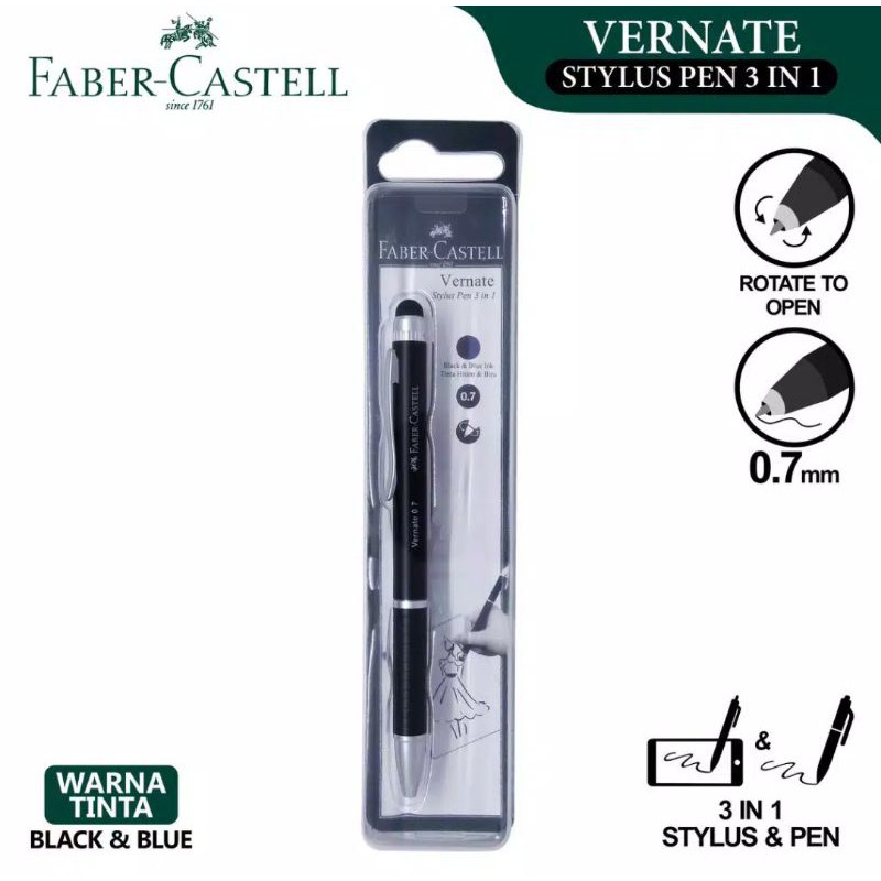 

Stylus Pen Vernate Faber-Castell 3 in 1 / Ballpoint pulpen vernate faber castell 0.7mm / Pulpen Multifungsi Faber Castell