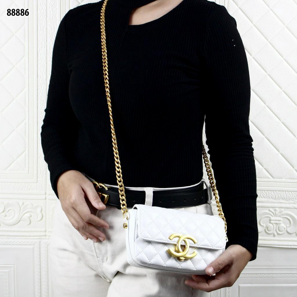 CH MINI FLAP SHINY LAMBSKIN BAG 88886 (FREE MAGNET BOX)