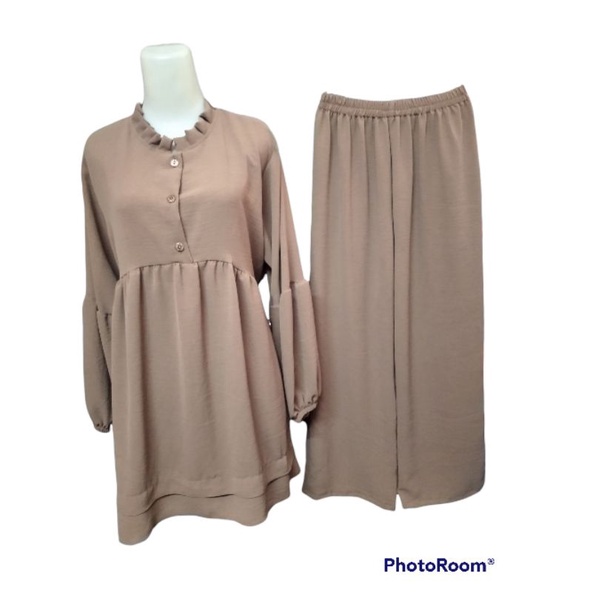 Setelan Kulot krinkle Dewasa Baju Wanita Fashion Muslim terbaru Modis Modern