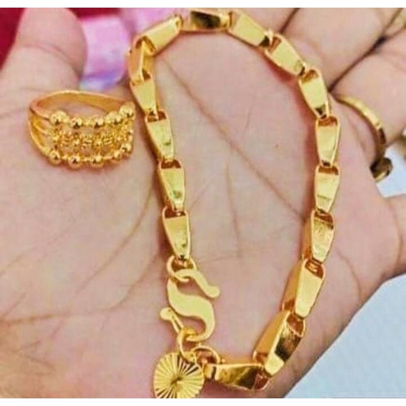 gelang tangan padi free cincin dubay anti karat