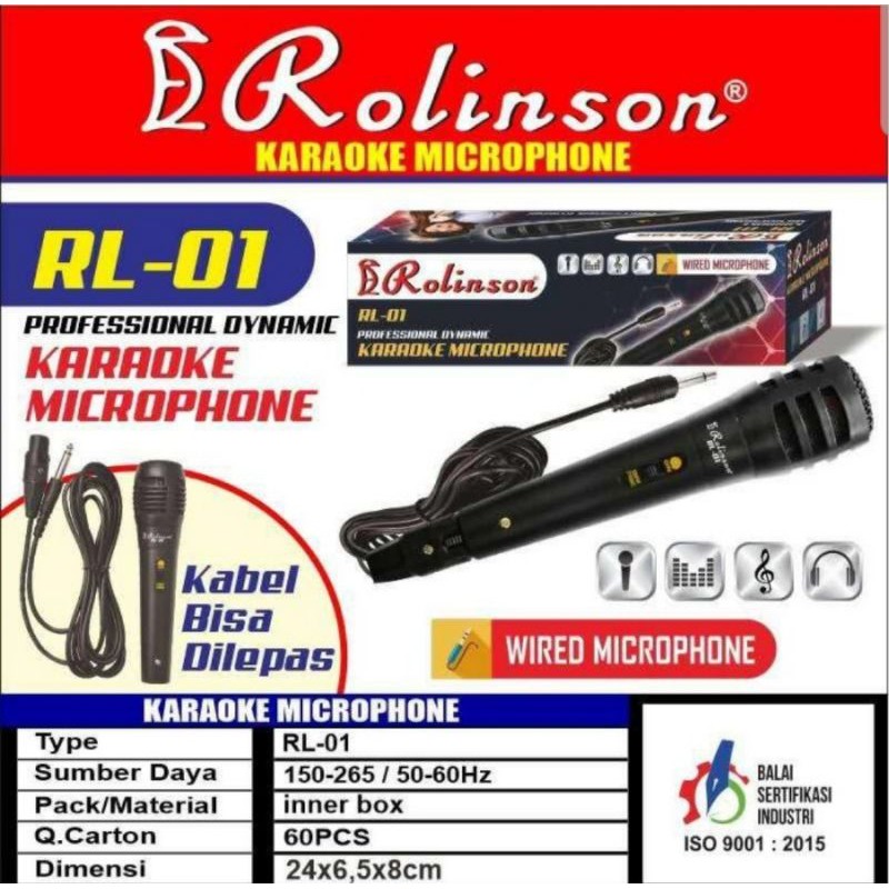 Mic Karaoke Rolinson R01 Microphone karaoke kabel