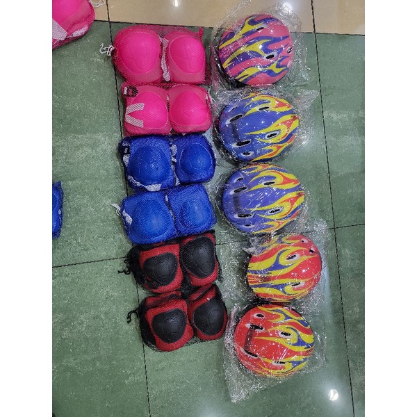 New Helm motif &amp; Deker Sepatu Roda Anak / Inline Skater Basic Protect