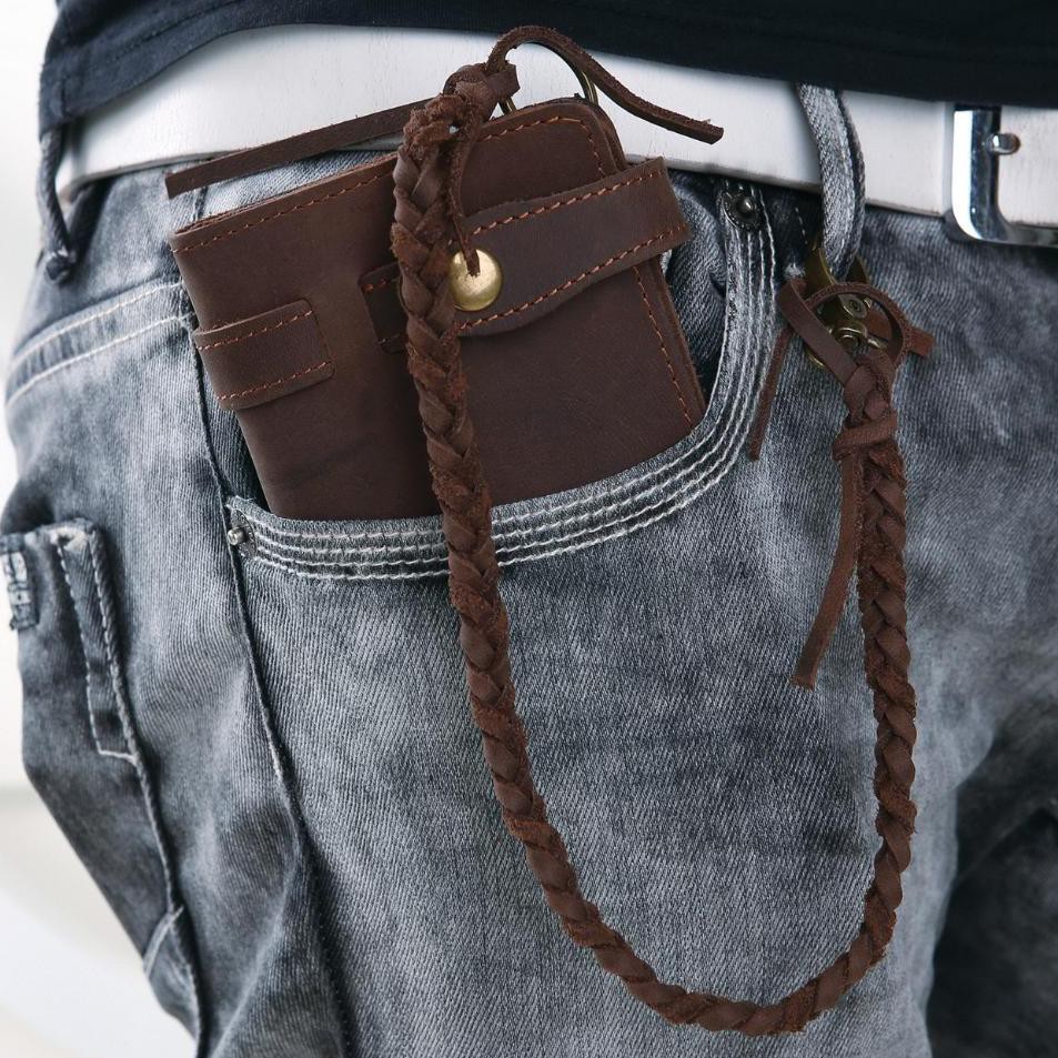 『SHOPEE 12.12』-904 Tali Dompet Pria HD Panjang Anyaman Kulit Asli Garut/Rantai Dompet Kulit Murah Ke