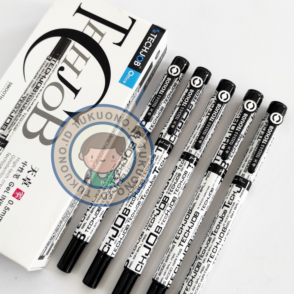 

(1PCS) TECHJOB Gel Ink Pen 0.5mm TG-313A | Warna Tinta Hitam