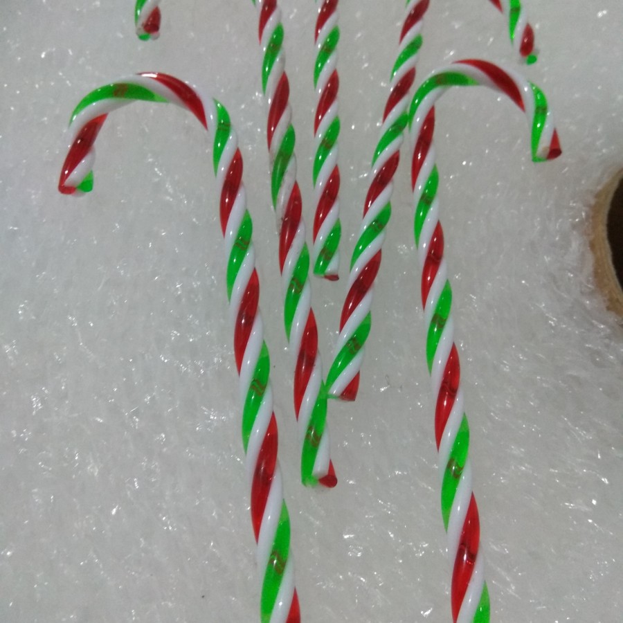 hiasan natal gantung candy cane 10 pcs akrilik