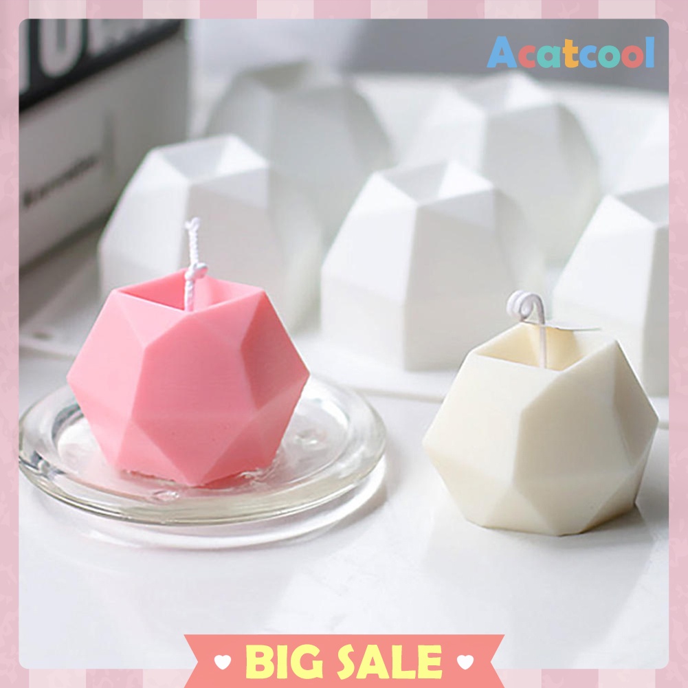 3D Rhombus Ball Candle Mold Geometric Shape Chocolate Mousse Silicone Mould